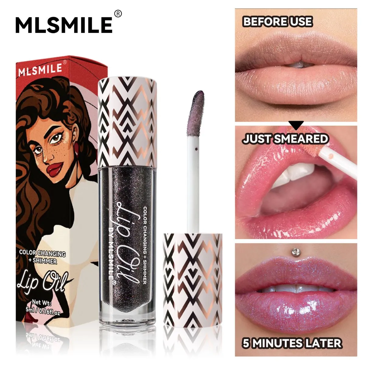 6 Colors Temperature Color Changing Lip Gloss Set – Pearlescent Shimmer Liquid Lipstick, Moisturizing Hydrating pH-Activated Glossy Lip Makeup with High-Shine Finish